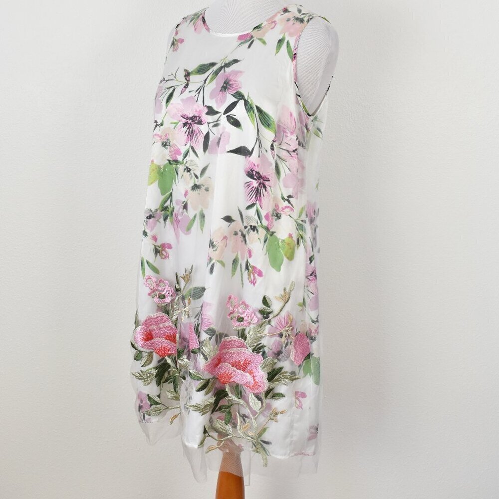 Spense Floral Embroidered Tulle Overlay Shift Dress NEW - L - Picture 5 of 12